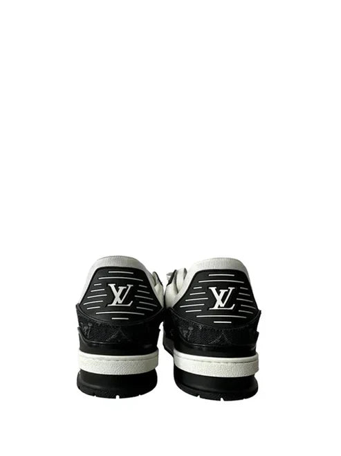 Louis Vuitton Trainer Monogram Denim White Black Leather Shine