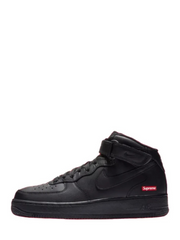 Supreme x Nikee Airforce 1 Mid Leather All Black 1st leather