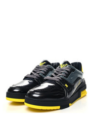 LOUIS VUITTON TRAINER SNEAKERS IN BLACK PATENT CANVAS