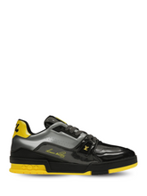 LOUIS VUITTON TRAINER SNEAKERS IN BLACK PATENT CANVAS