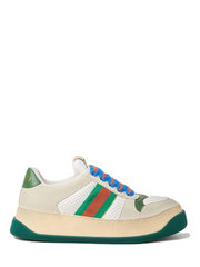 guccii screener gg leather trimmed canvas sneaker