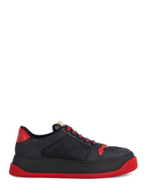 Gucciii screener gg leather trimmed canvas sneaker