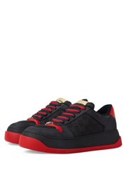 Gucciii screener gg leather trimmed canvas sneaker