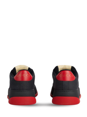 Gucciii screener gg leather trimmed canvas sneaker