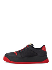 Gucciii screener gg leather trimmed canvas sneaker