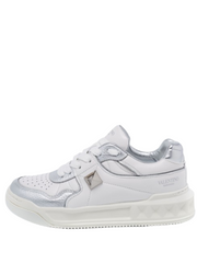 Valentino garavani one stud low top nappa sneaker white metallic