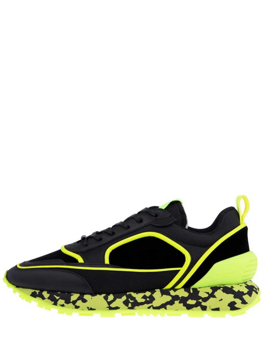 balmainn velvet nylon and mesh racer low top sneakers