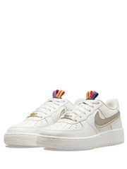 Nikee airforce 1 low double swoosh silver gold