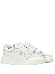Valentino garavani one stud low top nappa sneaker white metallic