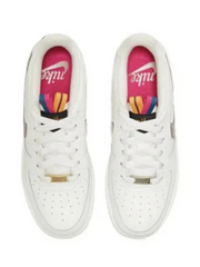 Nikee airforce 1 low double swoosh silver gold