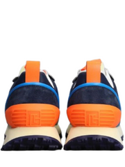 Balmainn multicolor suede panelled racer low top sneakers