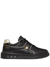 .Valentino garavani one stud low top nappa sneaker black metallic gold
