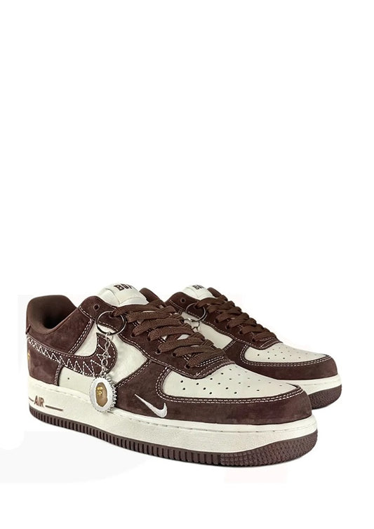 Bape x Nikkee Airforce 1 Beige Brown 1st Leather