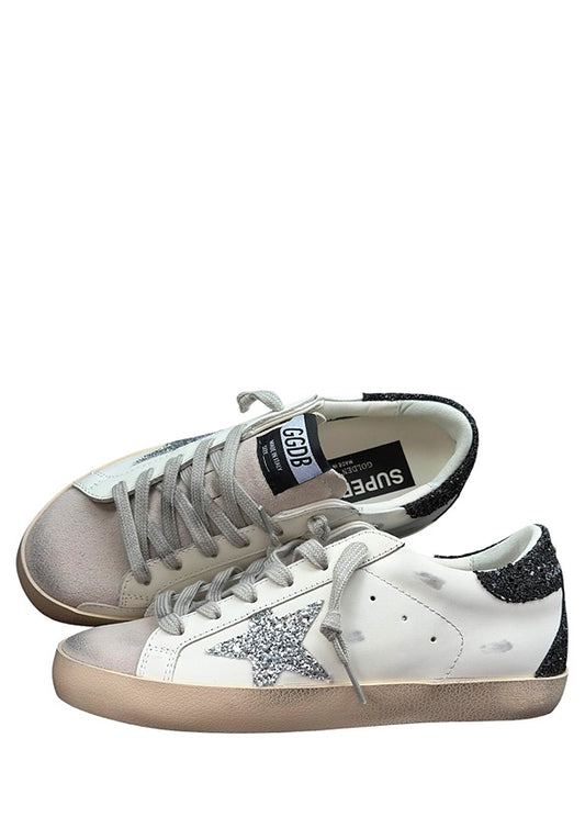 Golden Goose Super Star sneakers Silver Glitter Star and Black Glitter 6210