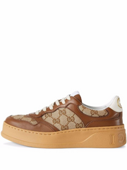 Guccii Embossed GG Logo Cream Canvas Leather