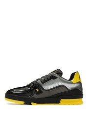 LOUIS VUITTON TRAINER SNEAKERS IN BLACK PATENT CANVAS