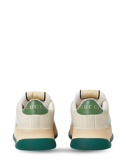 guccii screener gg leather trimmed canvas sneaker