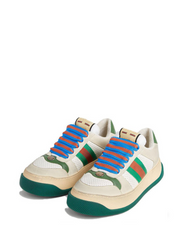 guccii screener gg leather trimmed canvas sneaker
