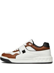 Valentino garavani one stud low top nappa sneaker white brown