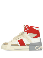 Dolce Gabbana Custom 2 Zero High Top White Red Sneakers