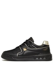 .Valentino garavani one stud low top nappa sneaker black metallic gold