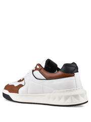 Valentino garavani one stud low top nappa sneaker white brown