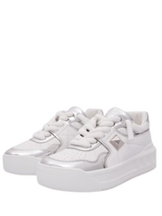 Valentino garavani one stud low top nappa sneaker white metallic