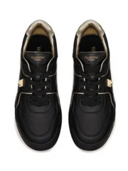 .Valentino garavani one stud low top nappa sneaker black metallic gold