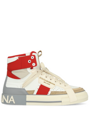 Dolce Gabbana Custom 2 Zero High Top White Red Sneakers