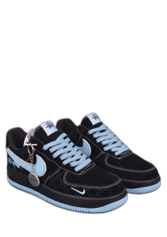 Nikee. Airforce 1 Low X Stussy X Black Blue