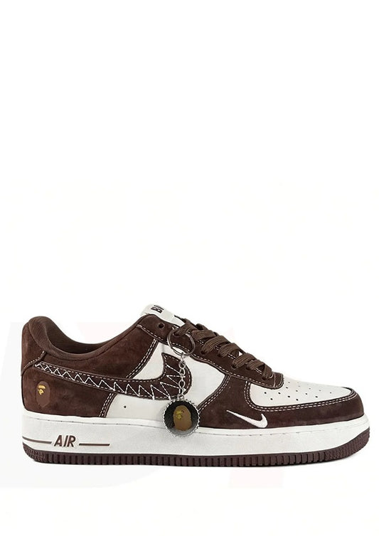 Bape x Nikkee Airforce 1 Beige Brown 1st Leather