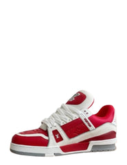 LOUISs VUITTONn TRAINER SIGNATURE RED WHITE