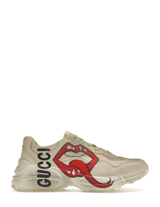 Gucc.i Rhyton Leather Sneakers with Lip Print