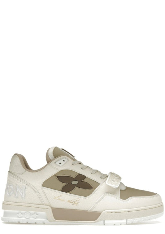 Stripe LV Trainer Monogram Flower Beige
