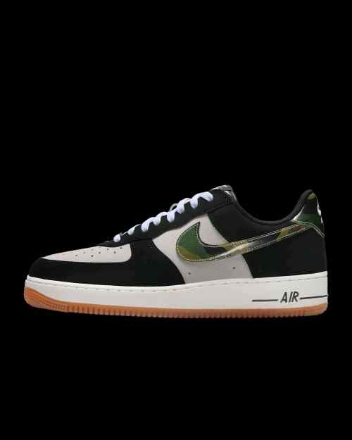 Nikee AirForce 1 Low Black Patent Camo Swoosh 337